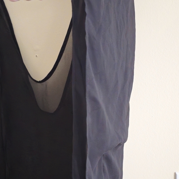 George Women's Black Sheer Chiffon Long Beach Swim Coverup Kaftan Size 3X - Picture 5 of 7